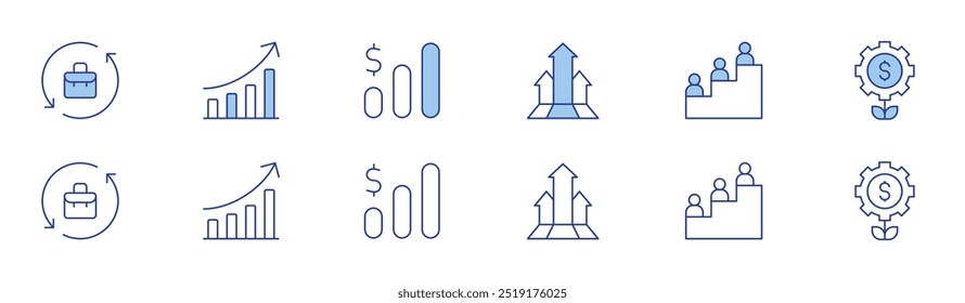 Growth icon set in two styles, Duotone and Thin Line style. Editable stroke. growth, career, diagram, graph.