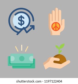 growth icon set. vector set about profits, money, sprout and palm icons set.