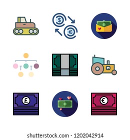 growth icon set. vector set about money, tractor, exchange and diagram icons set.