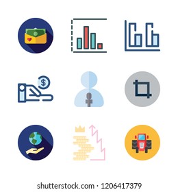 growth icon set. vector set about bar chart, crop, ecology and money icons set.