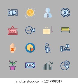 growth icon set. vector set about pie chart, bonsai icon, investment and money icons set.