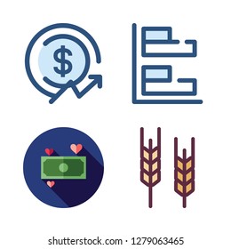 growth icon set. vector set about profits, money, wheat and bar chart icons set.