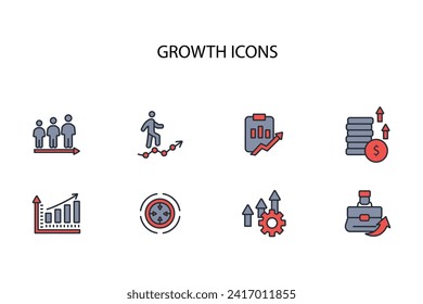 Wachstumssymbol set.vector.Editable stroke.linear style sign for use web design,logo.Symbol illustration.