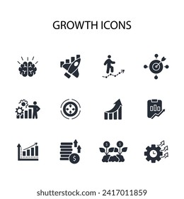 Growth icon set.vector.Editable stroke.linear style sign for use web design,logo.Symbol illustration.