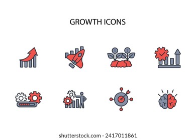 Wachstumssymbol set.vector.Editable stroke.linear style sign for use web design,logo.Symbol illustration.