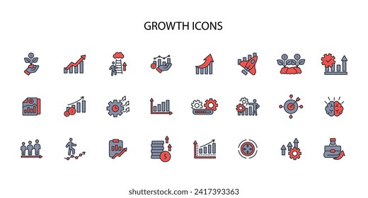 Wachstumssymbol set.vector.Editable stroke.linear style sign for use web design,logo.Symbol illustration.