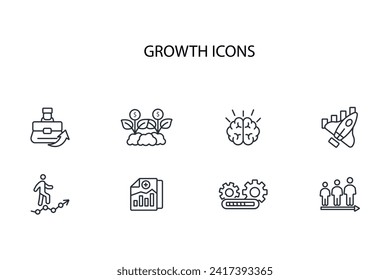 Wachstumssymbol set.vector.Editable stroke.linear style sign for use web design,logo.Symbol illustration.