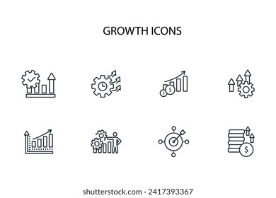 Wachstumssymbol set.vector.Editable stroke.linear style sign for use web design,logo.Symbol illustration.