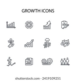 Growth icon set.vector.Editable stroke.linear style sign for use web design,logo.Symbol illustration.