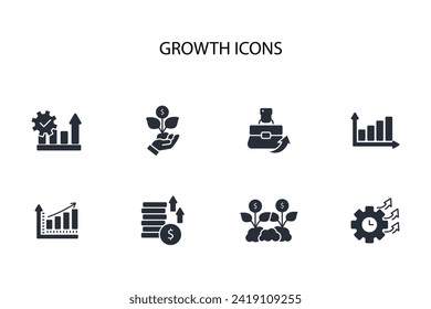 Wachstumssymbol set.vector.Editable stroke.linear style sign for use web design,logo.Symbol illustration.