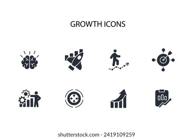 Growth icon set.vector.Editable stroke.linear style sign for use web design,logo.Symbol illustration.