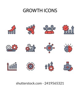 Growth icon set.vector.Editable stroke.linear style sign for use web design,logo.Symbol illustration.
