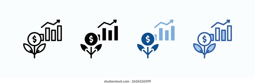 Growth Icon Sheet Multiple Style Collection Isolated Vector