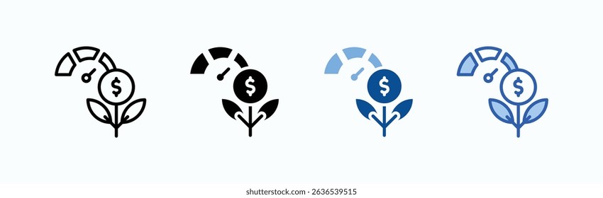Growth Icon Sheet Multiple Style Collection Isolated Vector