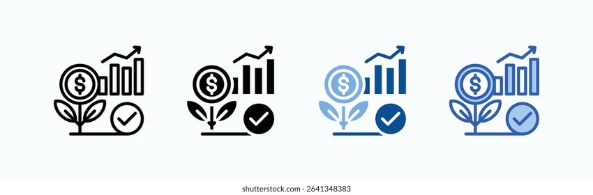 Growth icon sheet multiple style collection isolated vector