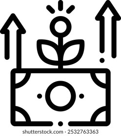 icono de crecimiento. Diseño De Estilo Lineal Delgado Aislado Sobre Fondo Blanco