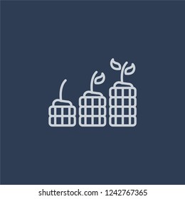 Growth icon. Trendy flat vector line Growth icon on dark blue background from Business and analytics collection. 