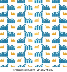 Growth icon trendy repeating pattern blue yellow beautiful vector illustration background
