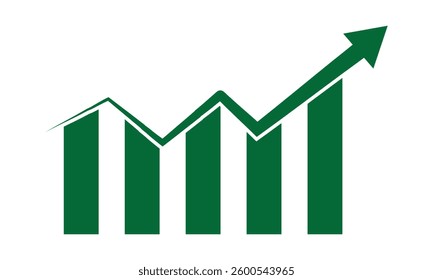 Growth icon, vector. Bar chart, graph symbol, bar graph sign, data report. Vector illustration.