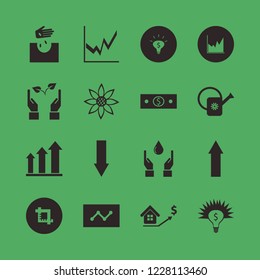 growth icon. growth vector icons set real estate prices growth, hand seeds, money cash and hands drop