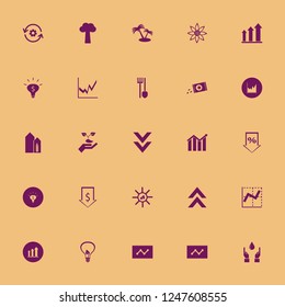 growth icon. growth vector icons set dollar rate falling, up arrow, bulb leaf and hand sprout