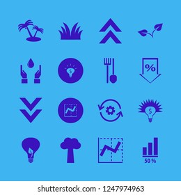 growth icon. growth vector icons set recycle gear, palm trees, percent down and diagram