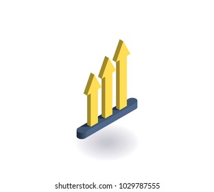 Growth icon. Vector illustration in flat isometric 3D style.