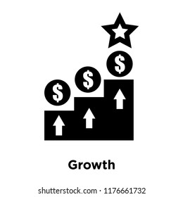 Growth icon vector isolated on white background, logo concept of Growth sign on transparent background, filled black symbol