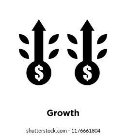 Growth icon vector isolated on white background, logo concept of Growth sign on transparent background, filled black symbol