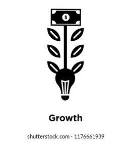 Growth icon vector isolated on white background, logo concept of Growth sign on transparent background, filled black symbol