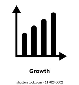 Growth icon vector isolated on white background, logo concept of Growth sign on transparent background, filled black symbol