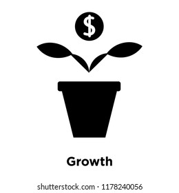 Growth icon vector isolated on white background, logo concept of Growth sign on transparent background, filled black symbol