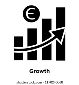 Growth icon vector isolated on white background, logo concept of Growth sign on transparent background, filled black symbol