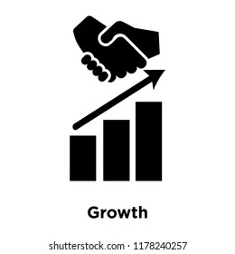 Growth icon vector isolated on white background, logo concept of Growth sign on transparent background, filled black symbol