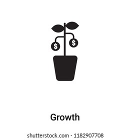 Growth icon vector isolated on white background, logo concept of Growth sign on transparent background, filled black symbol