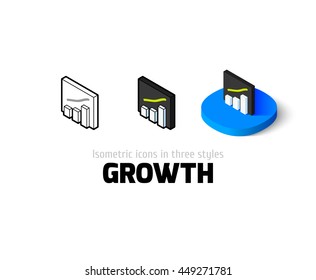 Growth icon, vector symbol in flat, outline and isometric style