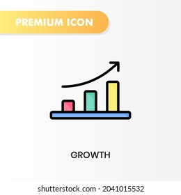 icono de crecimiento para tu diseño de sitio web, logotipo, aplicación, interfaz de usuario. Ilustración gráfica vectorial y trazo editable. diseño de color lineal del icono de crecimiento.