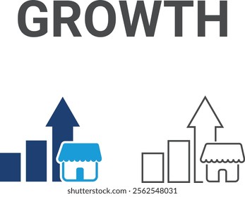 Growth icons. Containing franchisee, license, royalties, chain, expansion, shop, business model, franchisor and more. Solid vector icons collection.