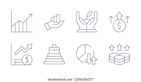 Growth icons. Editable stroke. Containing diagram, growth, money, graph, revenue, profits.