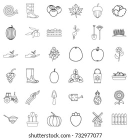 Growth icons set. Outline style of 36 growth vector icons for web isolated on white background