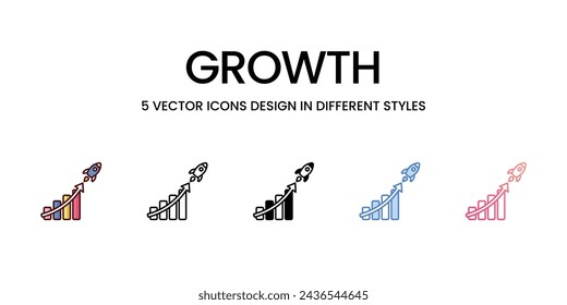 Growth Icons set. Suitable for Web Page, Mobile App, UI, UX and GUI design, vector stock illustration