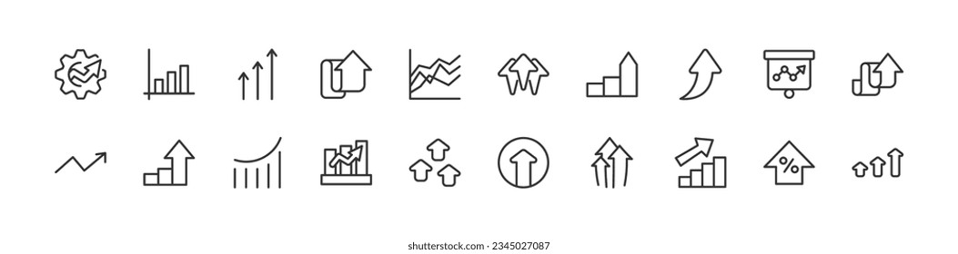 growth icons set for web and UIUX design. Vector objects isolated on a white background