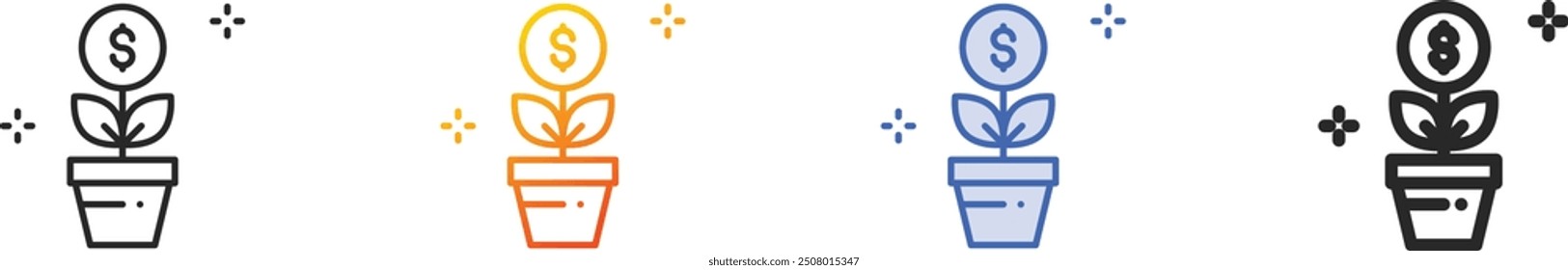 growth icon.Thin Linear, Gradient, Blue Stroke and bold Style Design Isolated On White Background