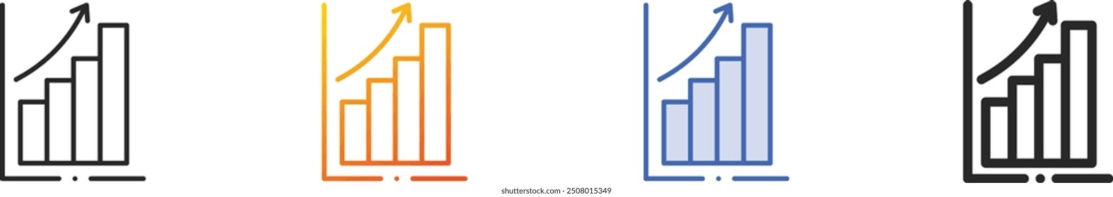 growth icon.Thin Linear, Gradient, Blue Stroke and bold Style Design Isolated On White Background