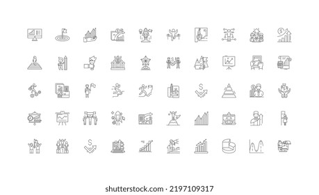 Growth ideas, linear icons, line signs set, vector collection