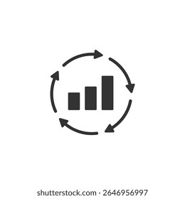 Growth and Improvement Cycle Icon with Graph (Business and Process)