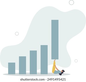 Growth or improvement, increase sales or revenue raising, growing business or develop marketing plan to help gain more profit concept.flat design.illustration with people.