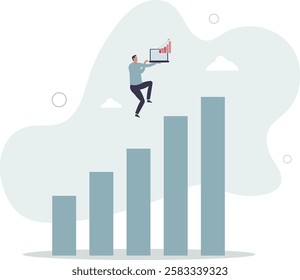 Growth or improvement, progress on career path to achieve business goal, motivation to success, step to skill development concept.flat character life .