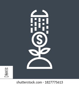 Icono de vector de línea delgada de ingreso de crecimiento. Icono plano aislado en el fondo negro. Archivo EPS editable. Ilustración vectorial.