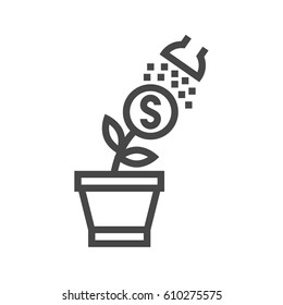 Growth Income Thin Line Vector Icon. Flat icon isolated on the white background. Editable EPS file. Vector illustration.